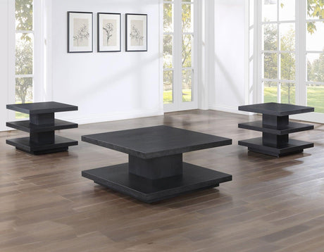 Canyon 3-Piece Table Set, Black (Cocktail Table & 2 End Tables) by Steve Silver at Eve Furniture