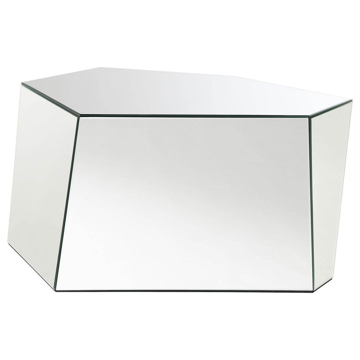 Capella Mirrored Abstract Geometric Coffee Table Silver by Coaster at Eve Furniture