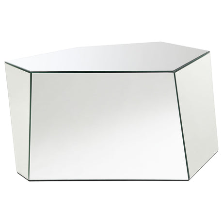 Capella Mirrored Abstract Geometric Coffee Table Silver by Coaster at Eve Furniture