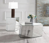 Capella Mirrored Abstract Geometric Coffee Table Silver by Coaster at Eve Furniture