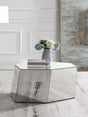 Capella Mirrored Abstract Geometric Coffee Table Silver by Coaster at Eve Furniture