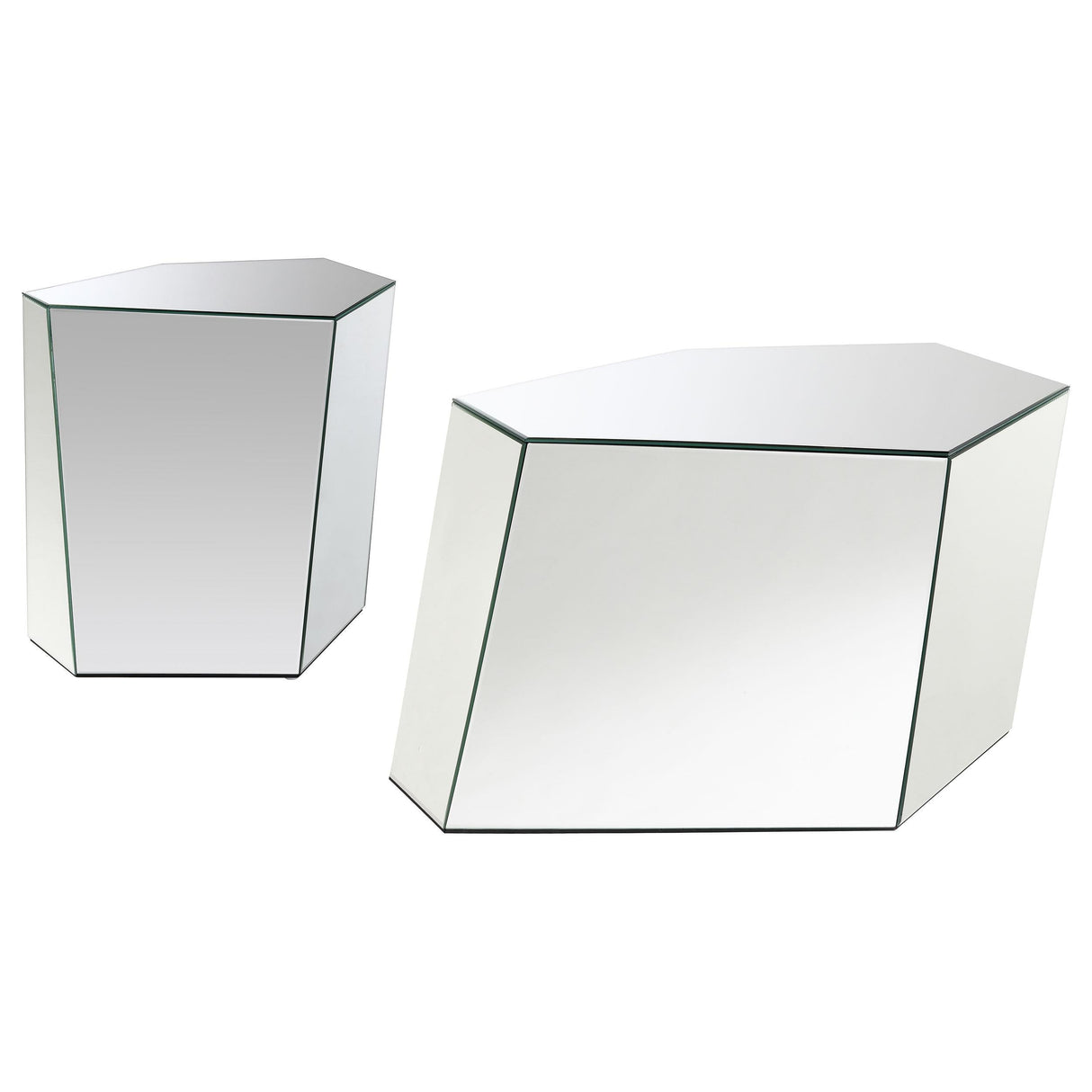 Capella Silver 2-Piece Mirrored Coffee and End Table Set by Coaster at Eve Furniture