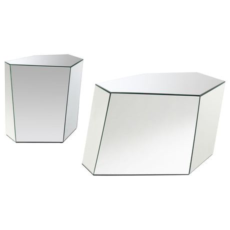 Capella Silver 2-Piece Mirrored Coffee and End Table Set by Coaster at Eve Furniture