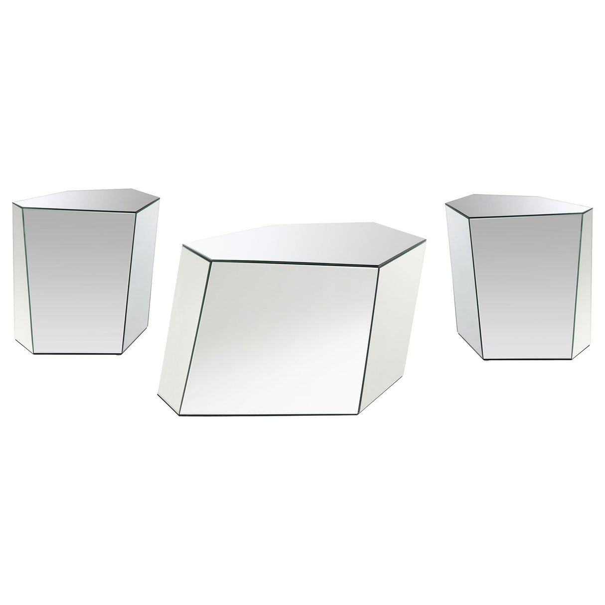Capella Silver 3-Piece Mirrored Coffee and End Table Set by Coaster at Eve Furniture