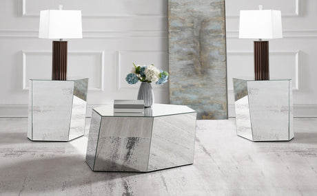Capella Silver 3-Piece Mirrored Coffee and End Table Set by Coaster at Eve Furniture