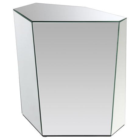 Capella Silver Mirrored Abstract Geometric End Table by Coaster at Eve Furniture