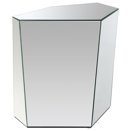 Capella Silver Mirrored Abstract Geometric End Table by Coaster at Eve Furniture