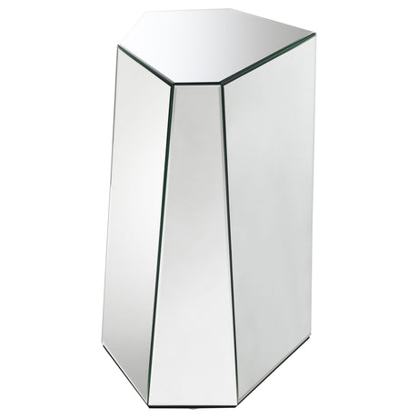 Capella Silver Mirrored Abstract Geometric End Table by Coaster at Eve Furniture
