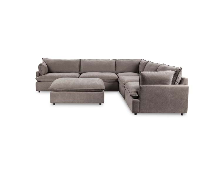Caplan Charcoal 6 Piece Modular Sectional w/ Ottoman by Classic Home at Eve Furniture