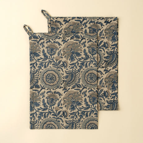 Capri Block Print Tea Towels S/2, Set of 2 by Mercana at Eve Furniture