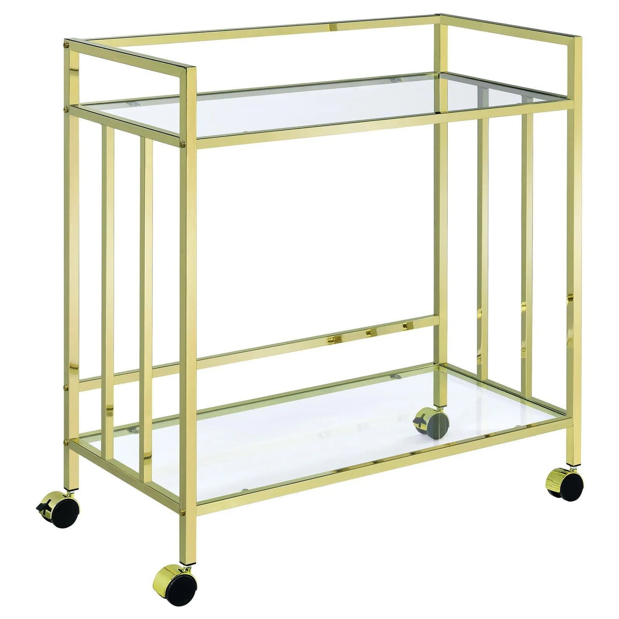 Cara Brass Rectangular Glass Bar Cart by Coaster at Eve Furniture