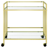 Cara Brass Rectangular Glass Bar Cart by Coaster at Eve Furniture