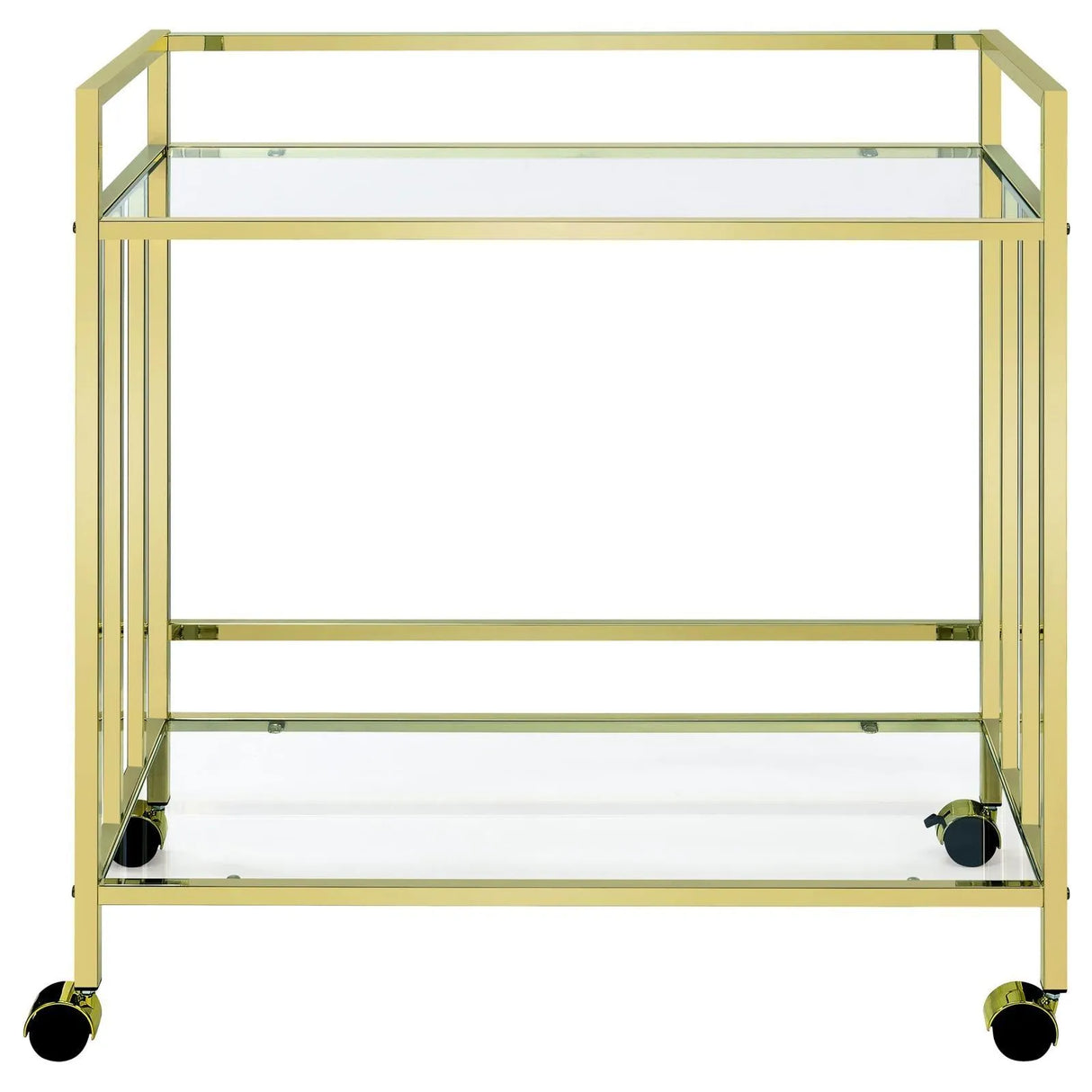 Cara Brass Rectangular Glass Bar Cart by Coaster at Eve Furniture