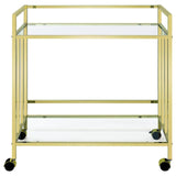 Cara Brass Rectangular Glass Bar Cart by Coaster at Eve Furniture