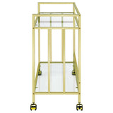 Cara Brass Rectangular Glass Bar Cart by Coaster at Eve Furniture