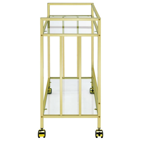 Cara Brass Rectangular Glass Bar Cart by Coaster at Eve Furniture