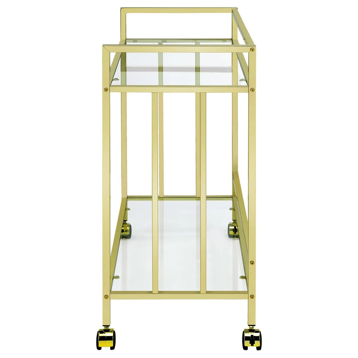 Cara Brass Rectangular Glass Bar Cart by Coaster at Eve Furniture
