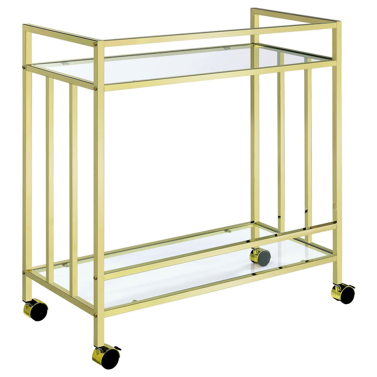 Cara Brass Rectangular Glass Bar Cart by Coaster at Eve Furniture