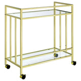 Cara Brass Rectangular Glass Bar Cart by Coaster at Eve Furniture