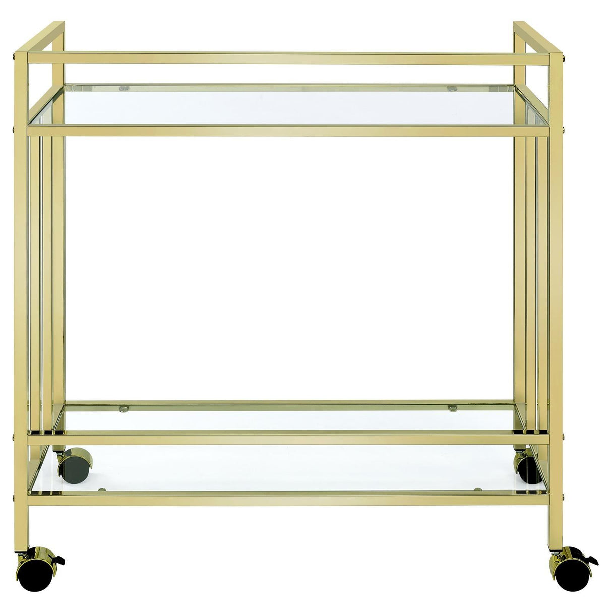 Cara Brass Rectangular Glass Bar Cart by Coaster at Eve Furniture