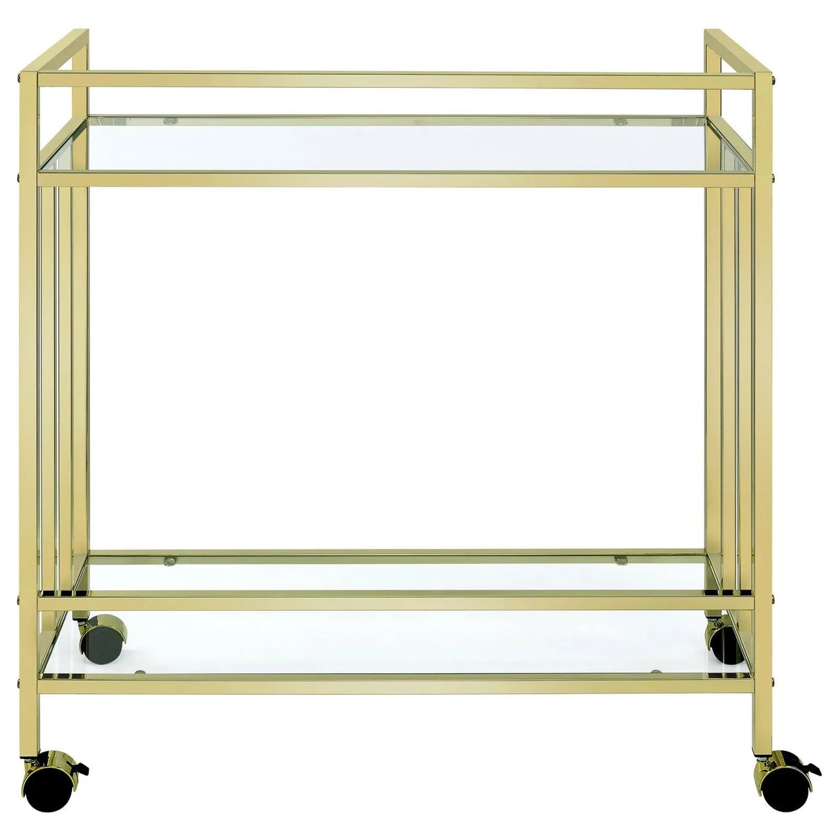 Cara Brass Rectangular Glass Bar Cart by Coaster at Eve Furniture