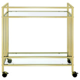Cara Brass Rectangular Glass Bar Cart by Coaster at Eve Furniture