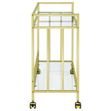 Cara Brass Rectangular Glass Bar Cart by Coaster at Eve Furniture