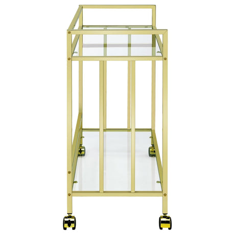 Cara Brass Rectangular Glass Bar Cart by Coaster at Eve Furniture