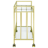 Cara Brass Rectangular Glass Bar Cart by Coaster at Eve Furniture
