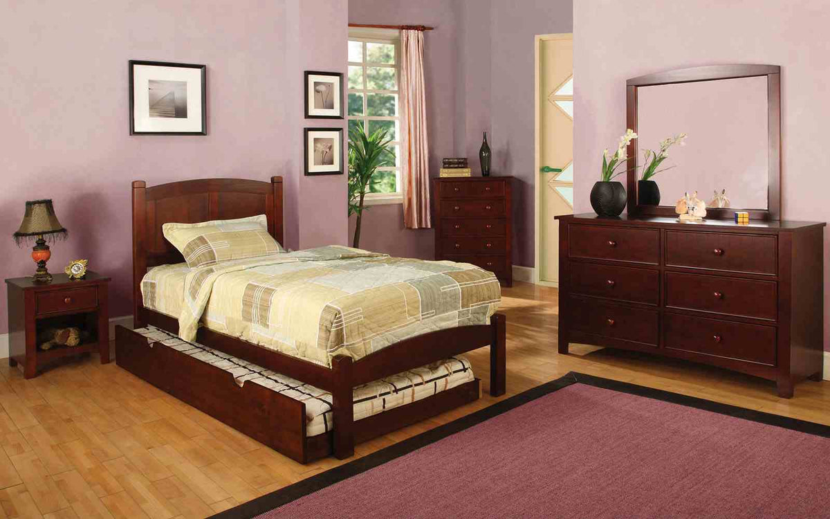 Cara Cherry 4-Piece Twin Bedroom Set by Furniture of America at Eve Furniture