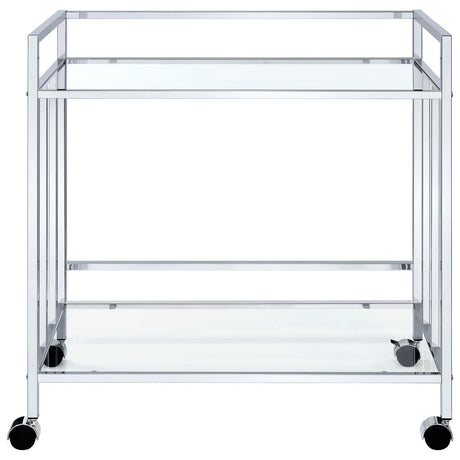 Cara Chrome Rectangular Glass Bar Cart by Coaster at Eve Furniture