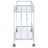 Cara Chrome Rectangular Glass Bar Cart by Coaster at Eve Furniture