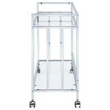 Cara Chrome Rectangular Glass Bar Cart by Coaster at Eve Furniture