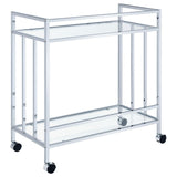 Cara Chrome Rectangular Glass Bar Cart by Coaster at Eve Furniture