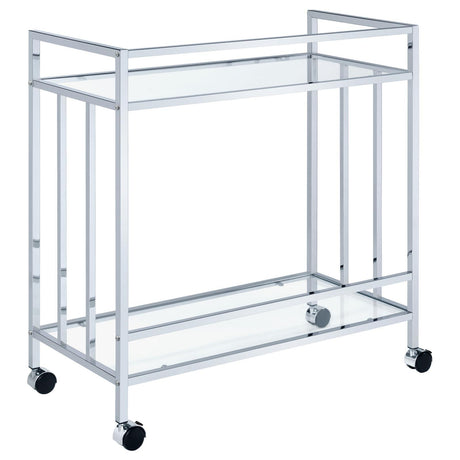 Cara Chrome Rectangular Glass Bar Cart by Coaster at Eve Furniture
