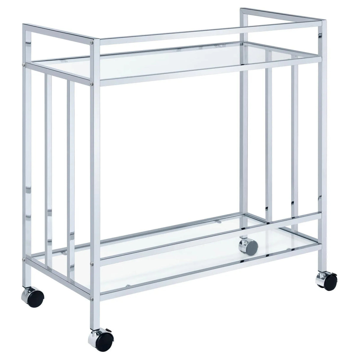 Cara Chrome Rectangular Glass Bar Cart by Coaster at Eve Furniture