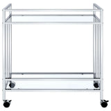 Cara Chrome Rectangular Glass Bar Cart by Coaster at Eve Furniture
