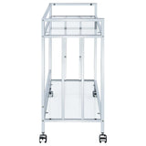 Cara Chrome Rectangular Glass Bar Cart by Coaster at Eve Furniture