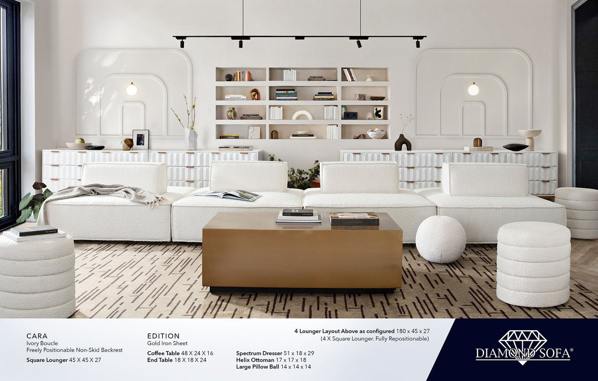 Cara Ivory Boucle 2-Pc Sectional by Diamond Sofa at Eve Furniture