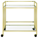 Cara Brass Rectangular Glass Bar Cart