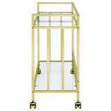 Cara Brass Rectangular Glass Bar Cart