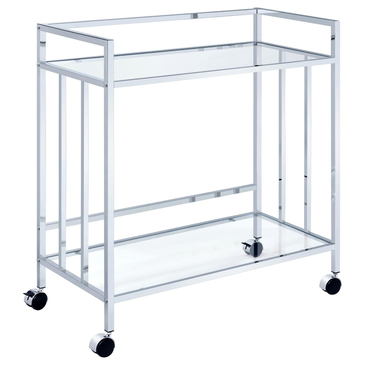 Cara Chrome Rectangular Glass Bar Cart