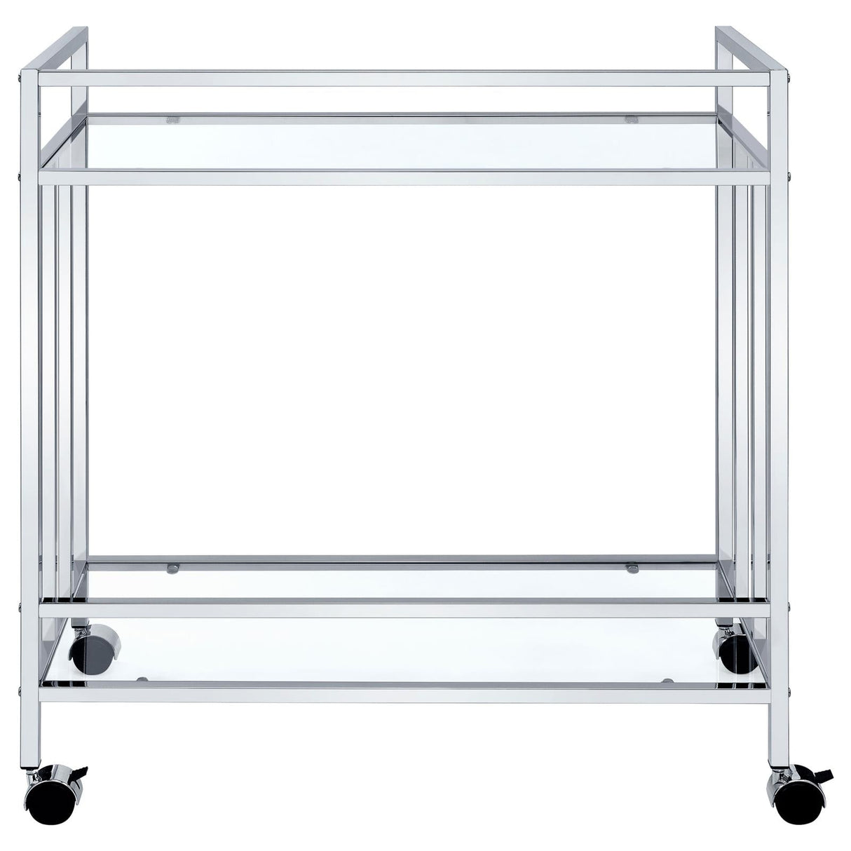 Cara Chrome Rectangular Glass Bar Cart