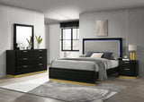 Caraway Black/Grey 4-Piece Eastern King Bedroom Set with LED Headboard