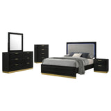 Caraway Black/Grey 5-Piece Eastern King Bedroom Set with LED Headboard