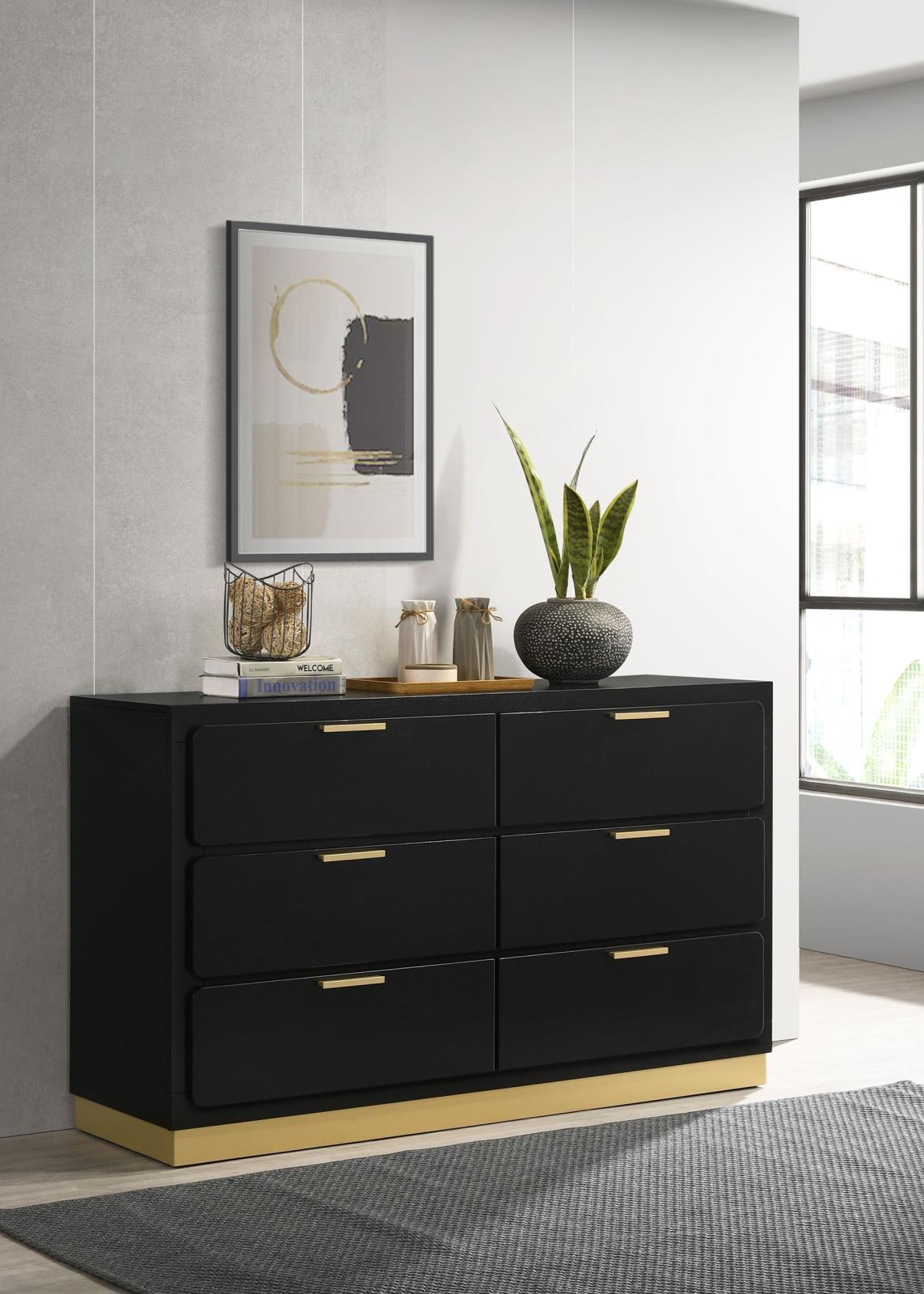 Caraway 6-drawer Bedroom Dresser Black