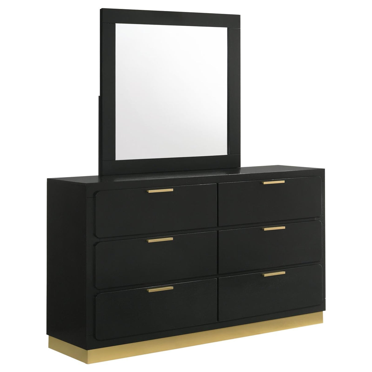 Caraway Black 6-Drawer Bedroom Dresser with Mirror