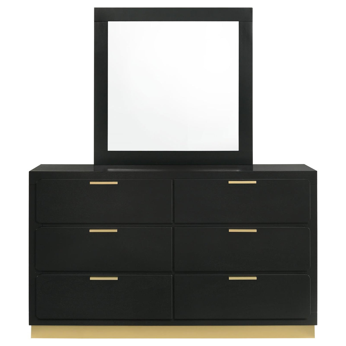 Caraway Black 6-Drawer Bedroom Dresser with Mirror