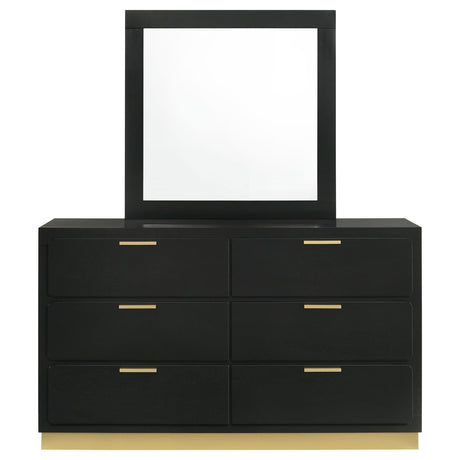 Caraway Black 6-Drawer Bedroom Dresser with Mirror