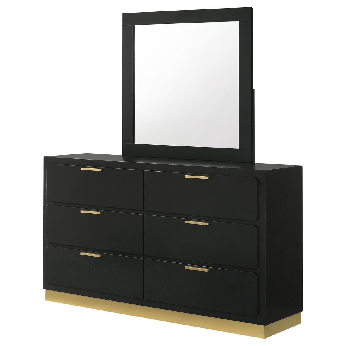 Caraway Black 6-Drawer Bedroom Dresser with Mirror